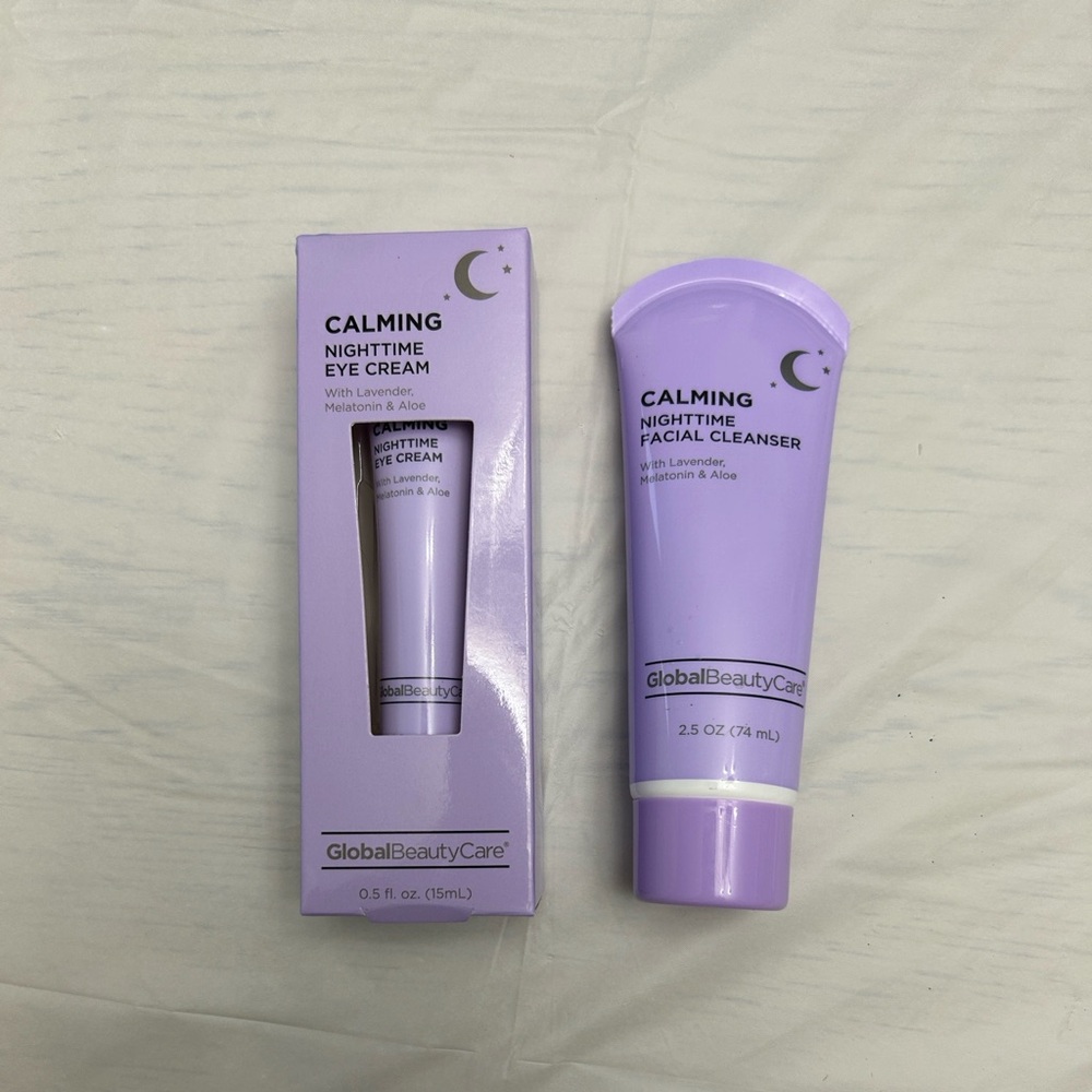 NEW! Global Beauty Care Calming Nighttime Eye Cream and Facial Cleanser Set